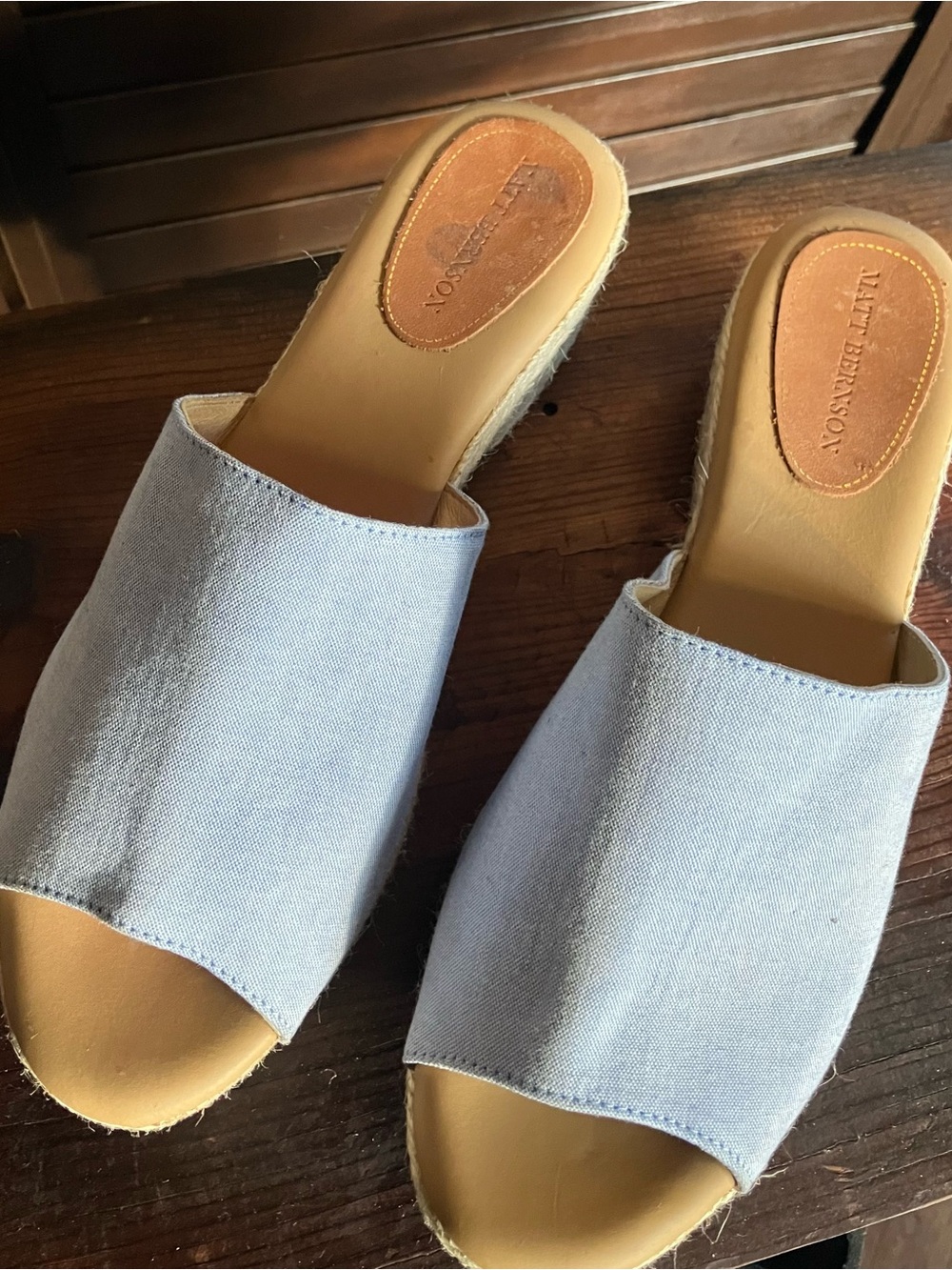 Matt Bernson Light Blue Canvas Slide Mules